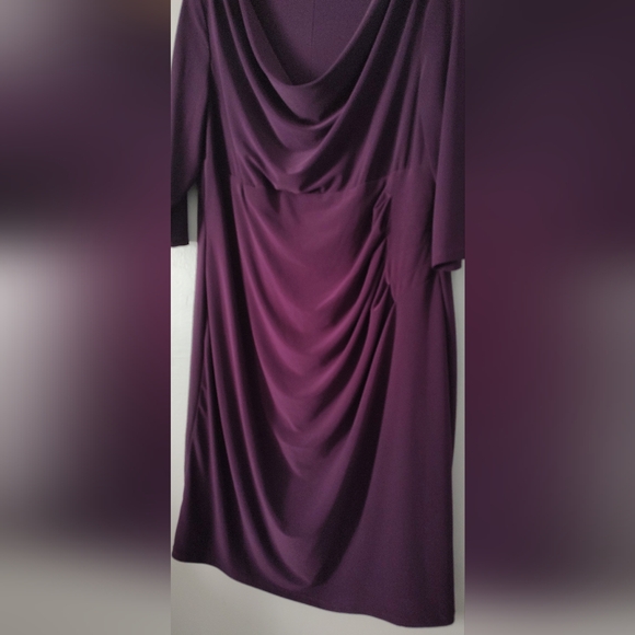 Ralph Lauren dress Size 16 Color Purple Polyester And Elastane 3/4 Sleeves Midi - Picture 3 of 11